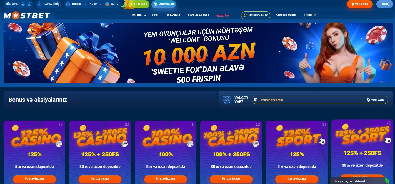 Mostbet kazino bonusları və promosyonlar