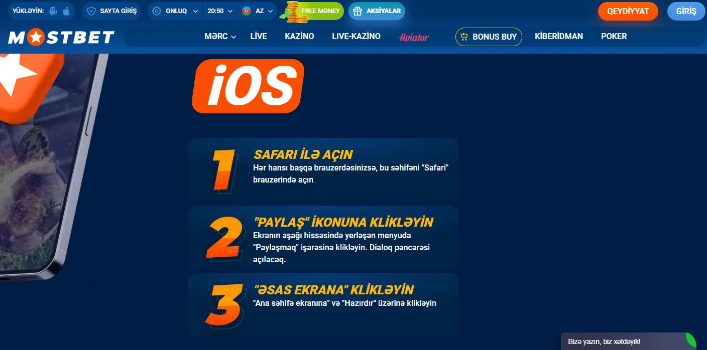 Mostbet app-ın iOS-da quraşdırılması