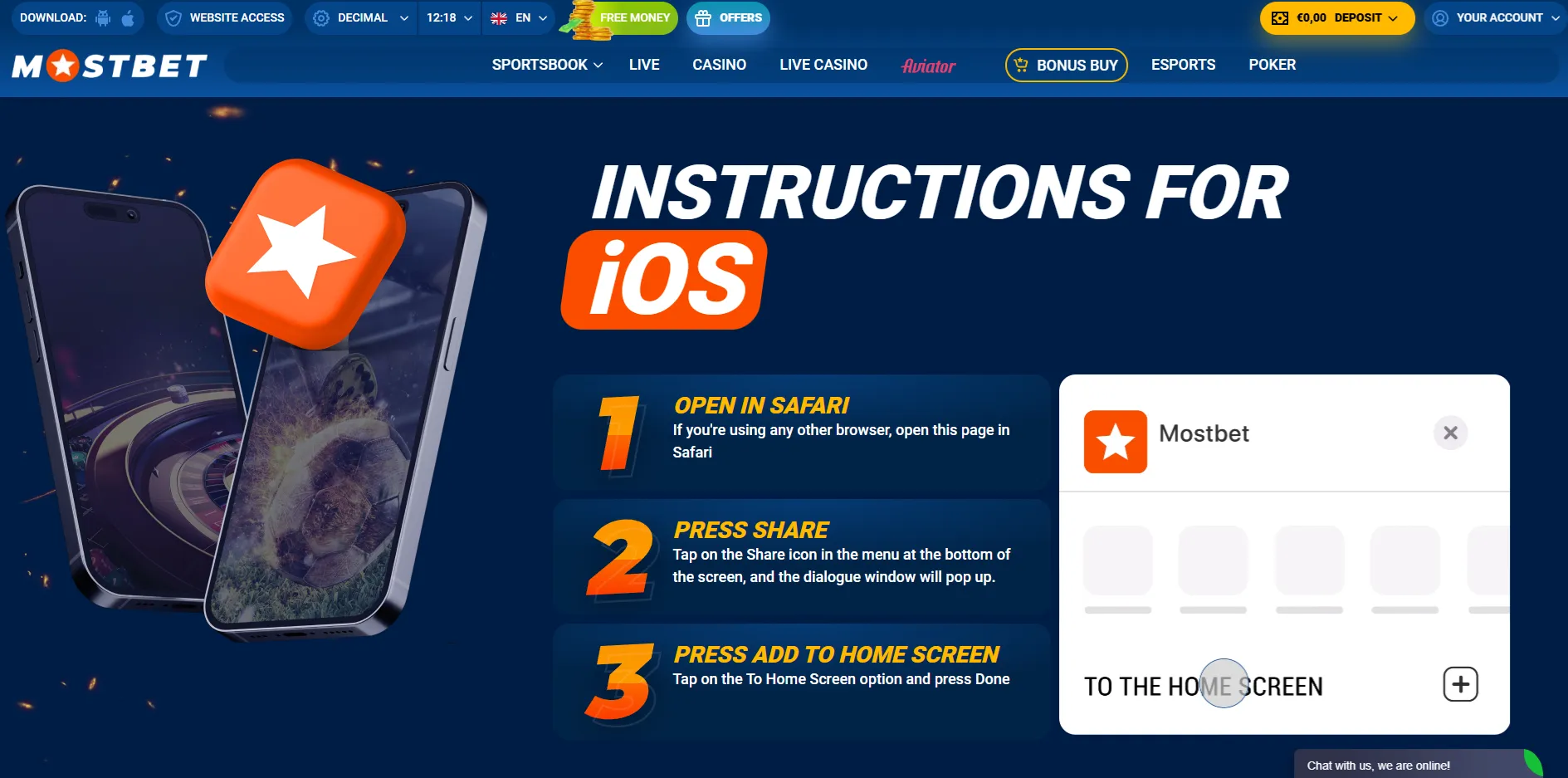 Инсталиране на Mostbet app на iOS