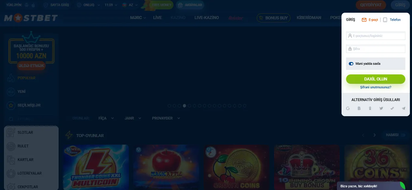 Mostbet AZ kazino qeydiyyat və giriş prosesi